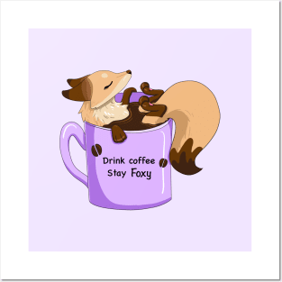 Sunny the Fox in a Coffee Cup Posters and Art